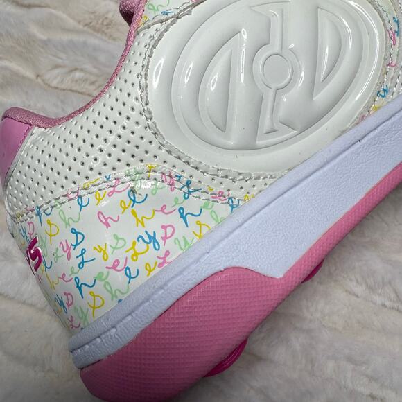 Heelys Pink White Girls Double‎ Wheels Shoes Size Youth 4 - Picture 10 of 11